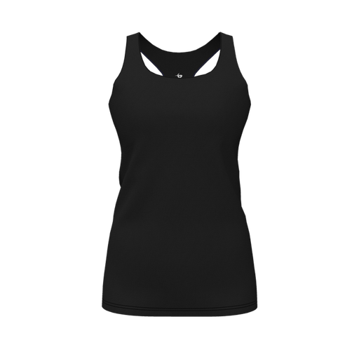 [CUS-DFW-RCBK-PER-BLK-FYS-LOGO1] Racerback Tank Top (Female Youth S, Black, Logo 1)