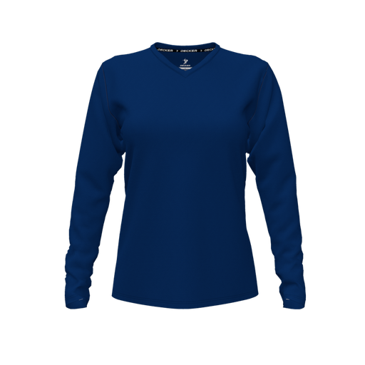 [FTLVCFNV-FYXS-LOGO3] Comfort T-Shirt (Female Youth XS, Navy, V Neck, Logo 3, Long Sleeve)