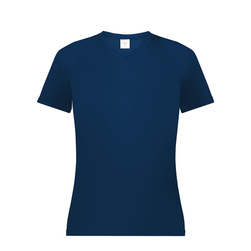 [2792.065.XS-LOGO1] Ladies Smooth Sport V-Neck T-Shirt (Female Adult XS, Navy, Logo 1)